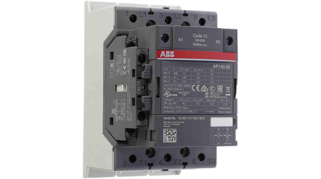 Contacteur ABB 75kW 140A 3P Référence 1SFL447001R1311 110220V AC DC ABB