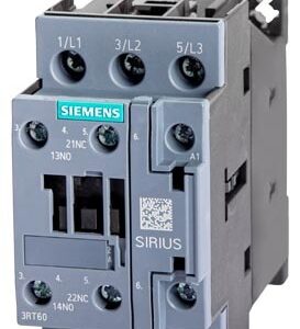 Contacteur Siemens 11kW 3RT6026-1AN20 AC 220V 50/60Hz 3 pôles avec contacts auxiliaires 1 NO + 1 NC Siemens