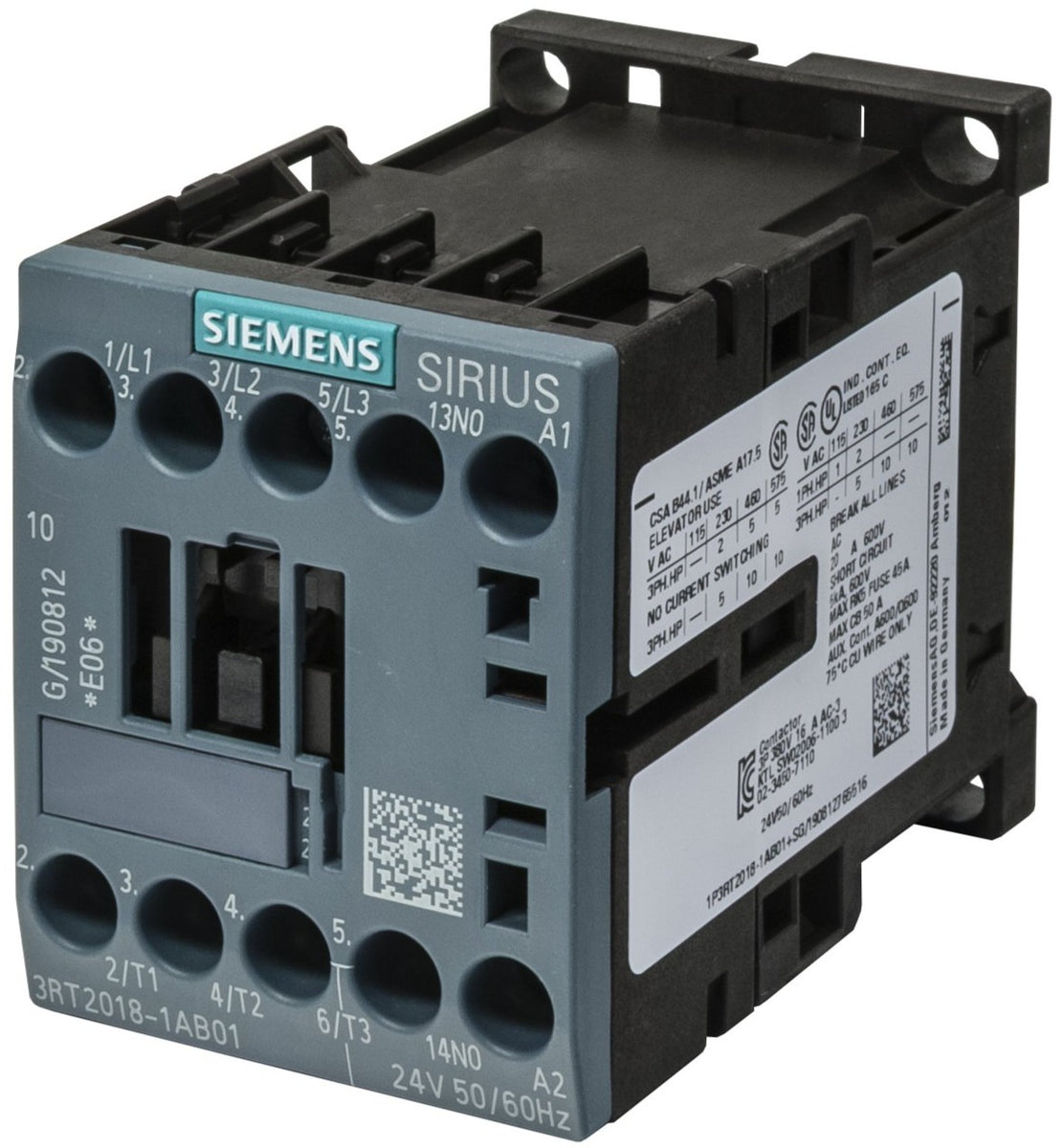 Contacteur Siemens 7.5KW 24V AC 4NO Référence 3RT2018-1AB01 Siemens