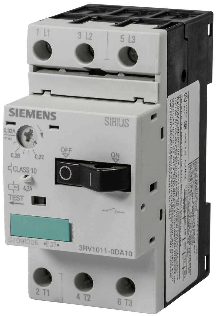 Disjoncteur Siemens 0.22-0.32A Référence 3RV1011-0DA10 Disjoncteur Siemens 0.32A Siemens