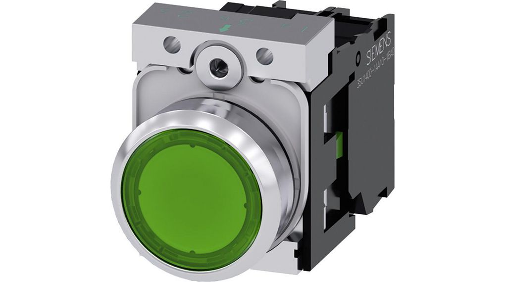 Bouton Poussoir Siemens 24V avec Voyant Vert AC/DC Référence 3SU1152-0AB40-1BA0 Siemens